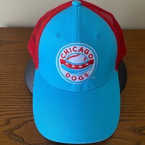 The-Chicago-Dogs Retro Trucker Cap Red White Mesh Velcro Adult Chicago Gift